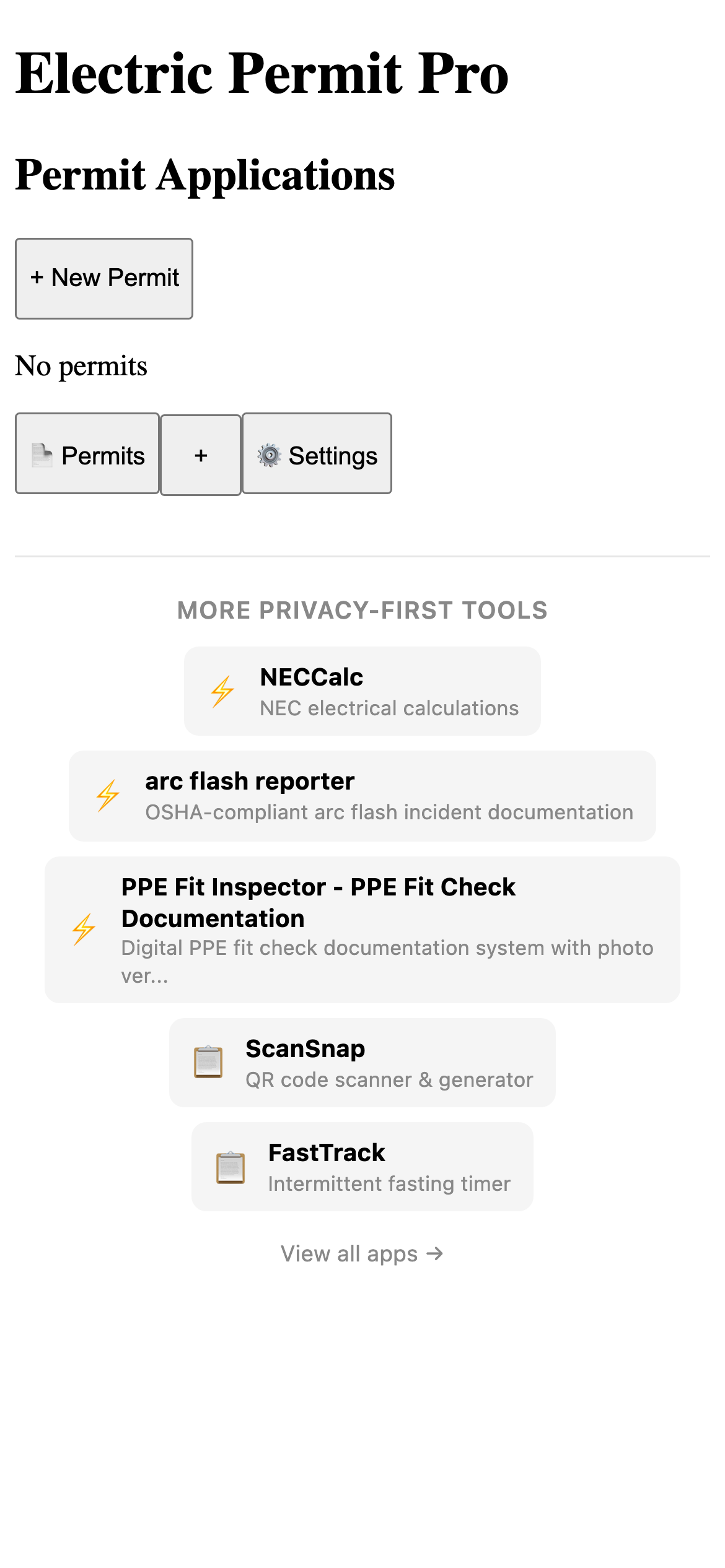electric permit pro Pro main interface
